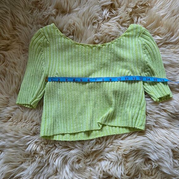 Free People San Lucas Lime Green Pullover Knit Crop Top Small - Picture 6 of 8